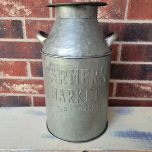 Farmhouse Market Rustic Metal Milk Jug vase Decor with Handles